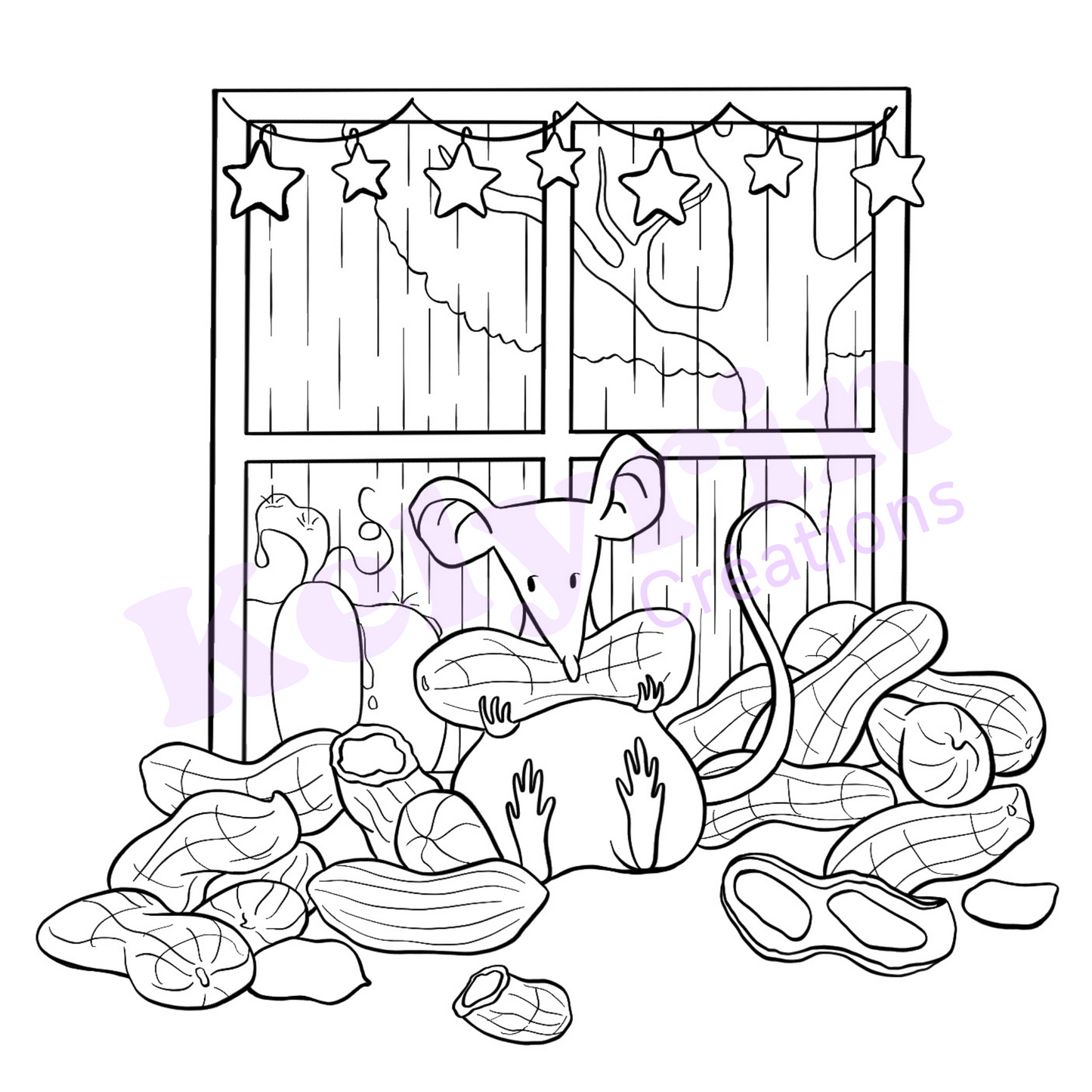 Page de coloriage - Souris cacahuètes