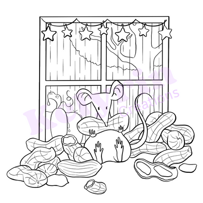 Page de coloriage - Souris cacahuètes