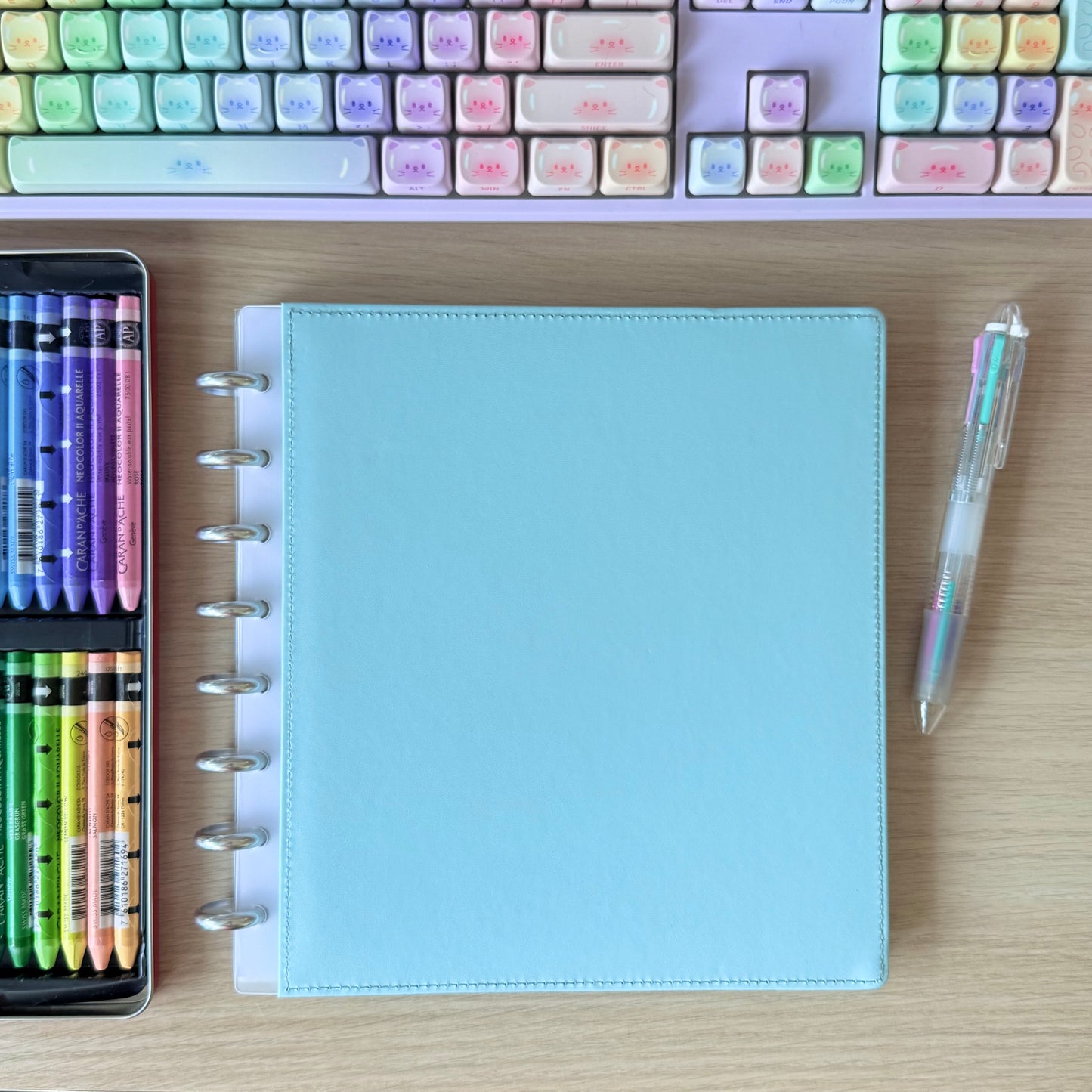 Set de 2 couvertures pastel rigides en simili cuir (avant + arrière) - Bleu