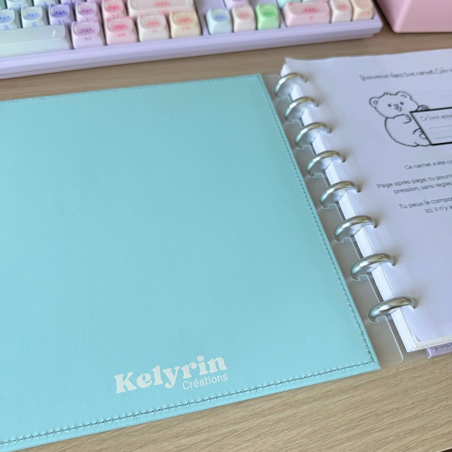 Set de 2 couvertures pastel rigides en simili cuir (avant + arrière) - Bleu