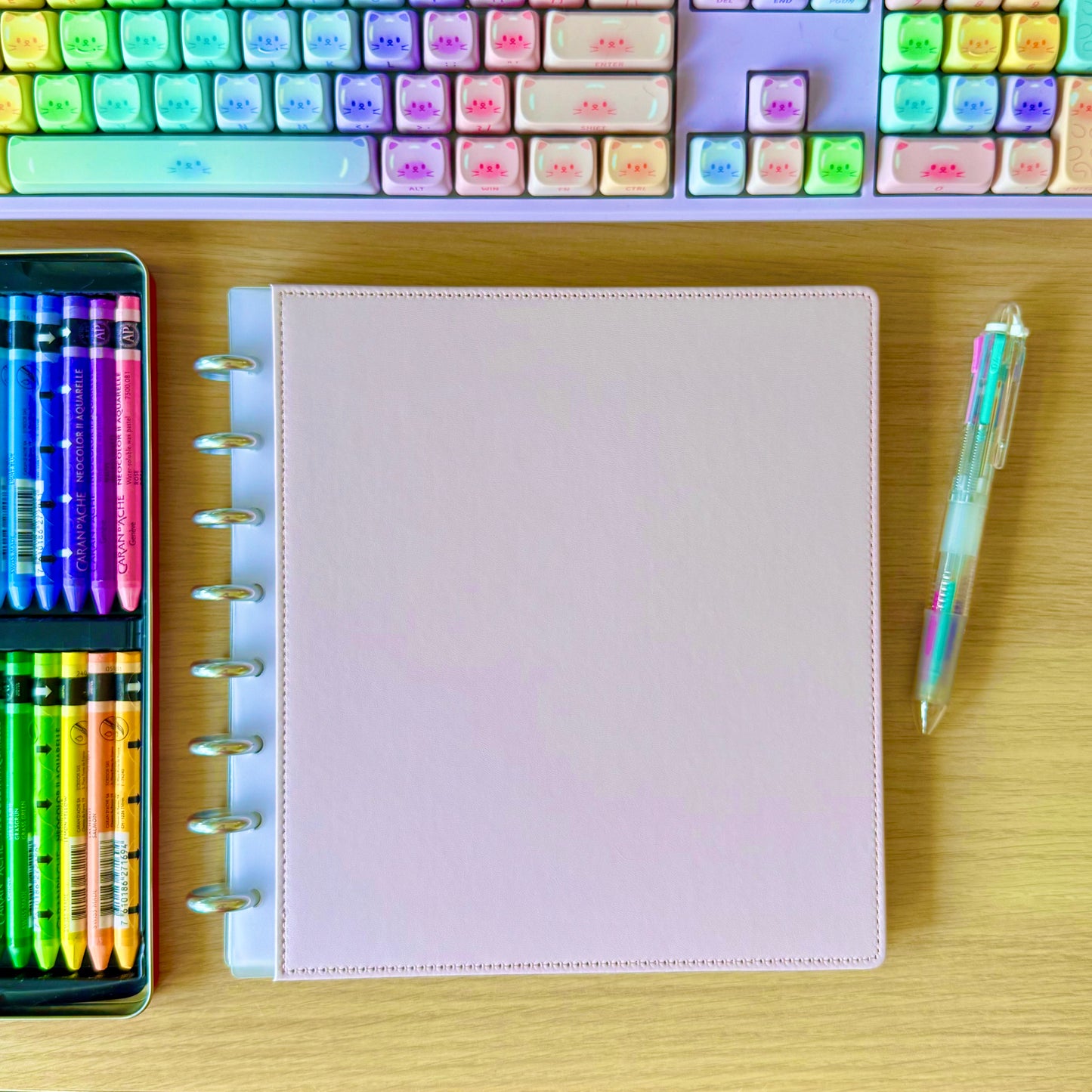 Set de 2 couvertures pastel rigides en simili cuir (avant + arrière) - Rose