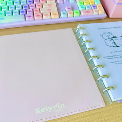 Set de 2 couvertures pastel rigides en simili cuir (avant + arrière) - Rose