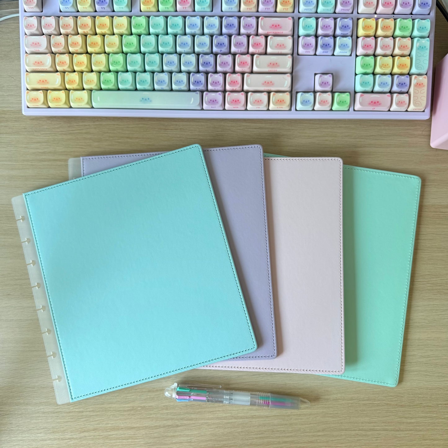 Set de 2 couvertures pastel rigides en simili cuir (avant + arrière) - Vert d'eau