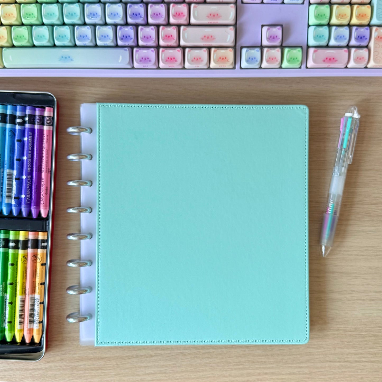 Set de 2 couvertures pastel rigides en simili cuir (avant + arrière) - Vert d'eau