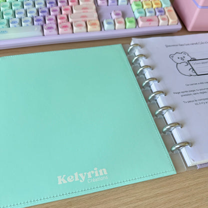 Set de 2 couvertures pastel rigides en simili cuir (avant + arrière) - Vert d'eau