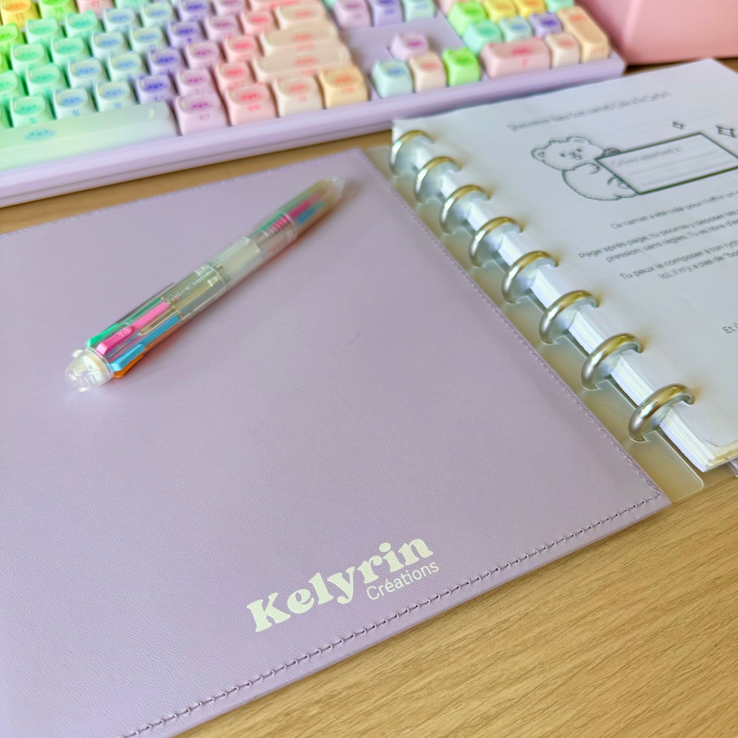 Set de 2 couvertures pastel rigides en simili cuir (avant + arrière) - Violet