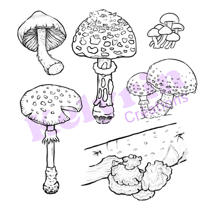 Page de coloriage - Collection de champignons