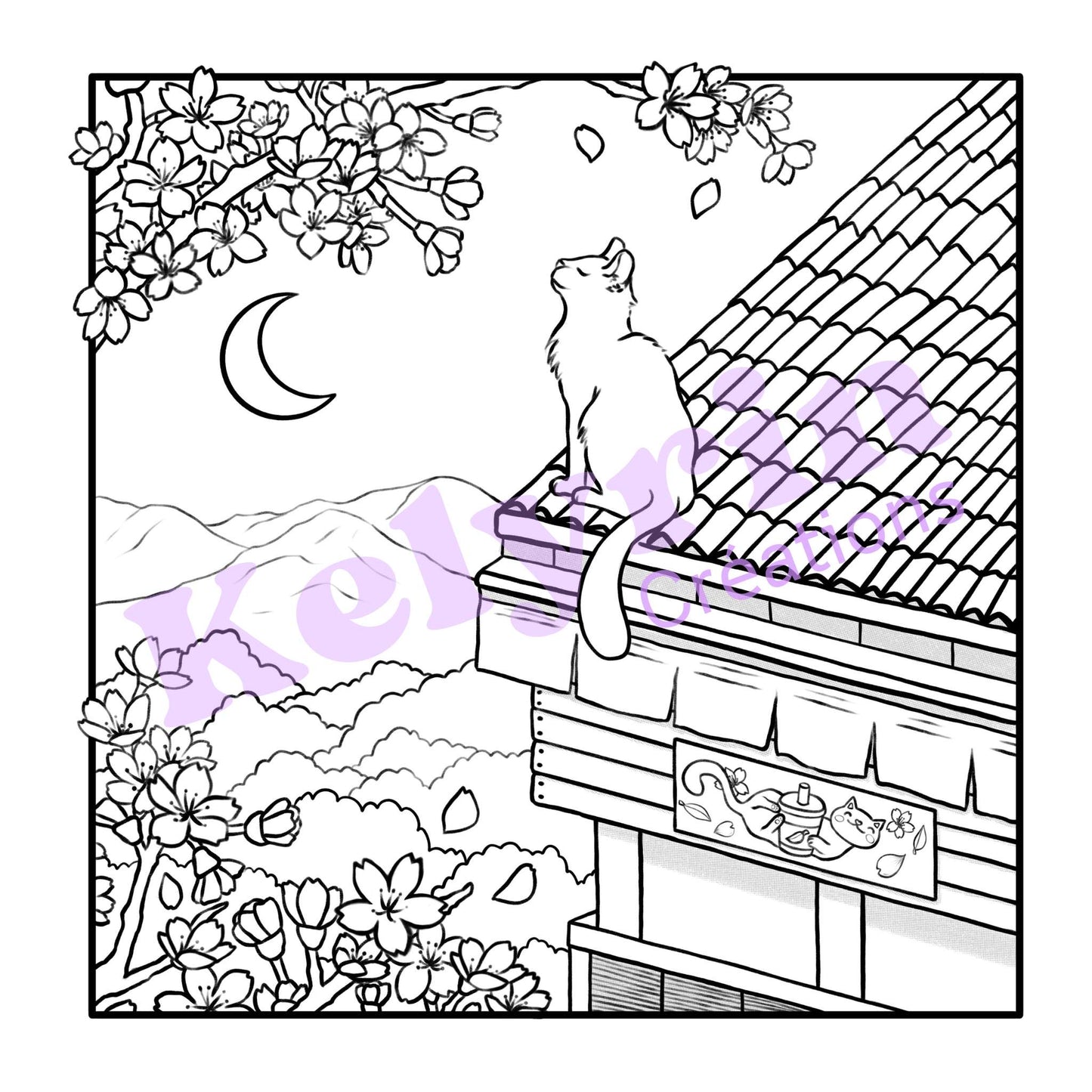 Page de coloriage - Rêverie sur les toits
