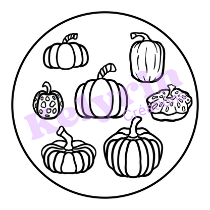 Page de coloriage - Courges et citrouilles