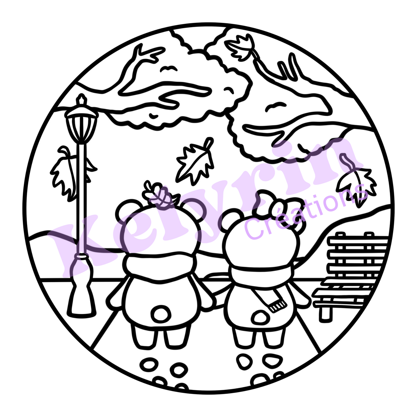 Page de coloriage - Promenade au parc