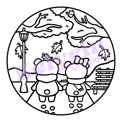 Page de coloriage - Promenade au parc