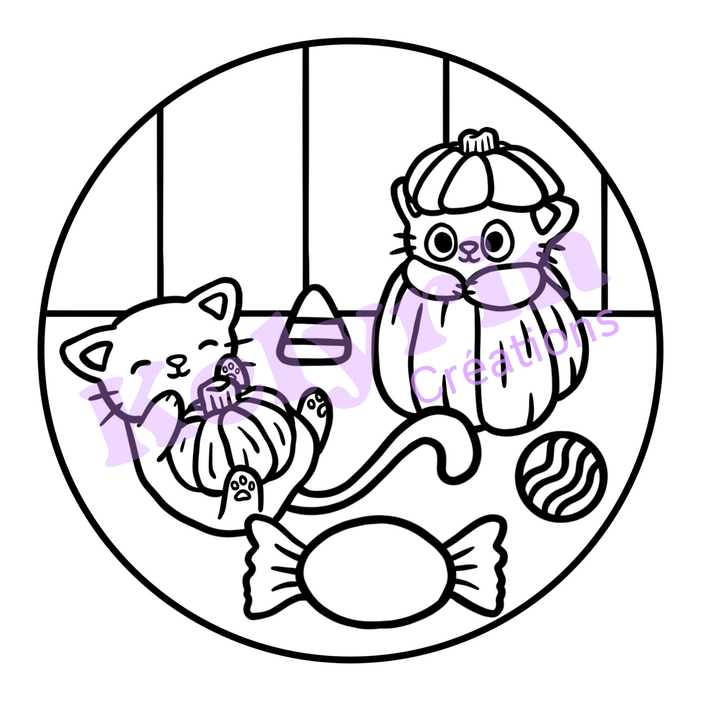 Page de coloriage - Les chats bonbons