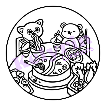 Page de coloriage - Le repas hot pot (fondue chinoise)
