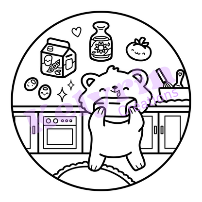 Page de coloriage - Un cake en cuisine