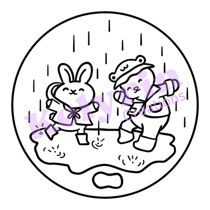 Page de coloriage - Dansons sous la pluie