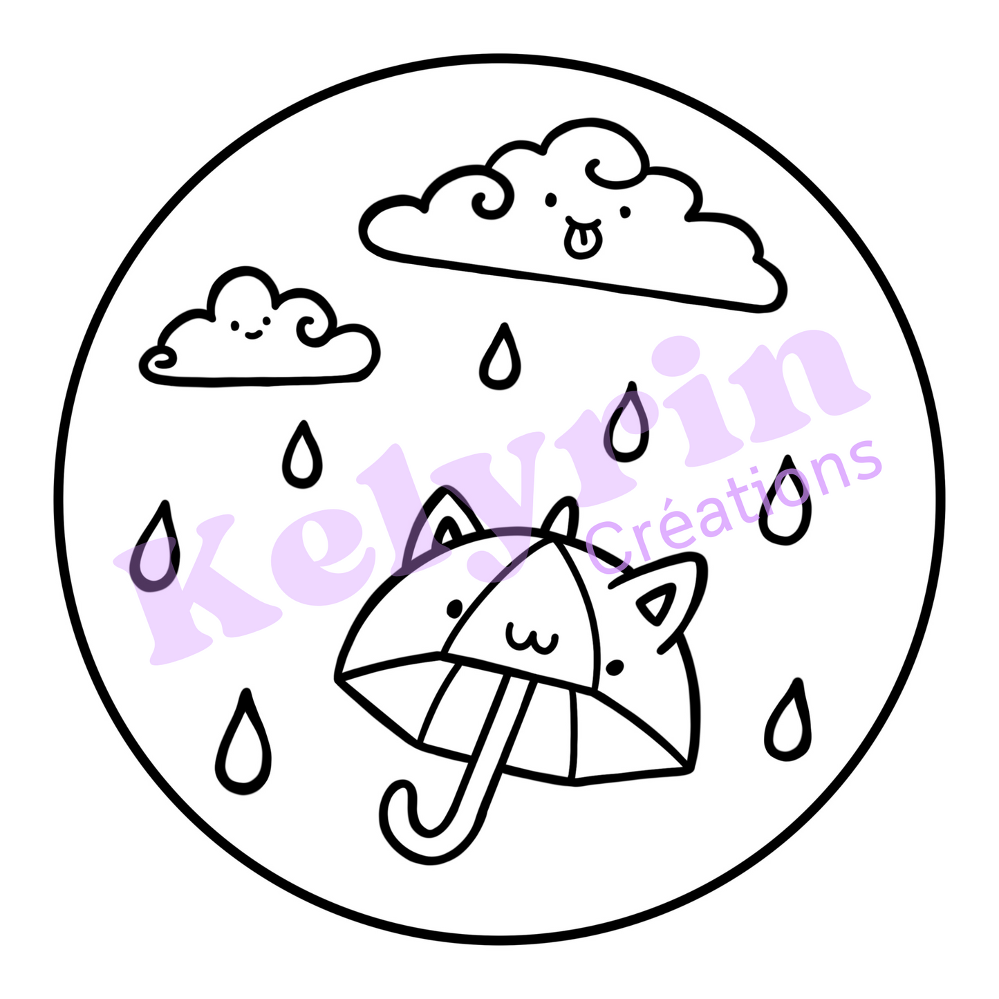 Page de coloriage - Parapluie dans le ciel