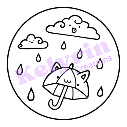 Page de coloriage - Parapluie dans le ciel