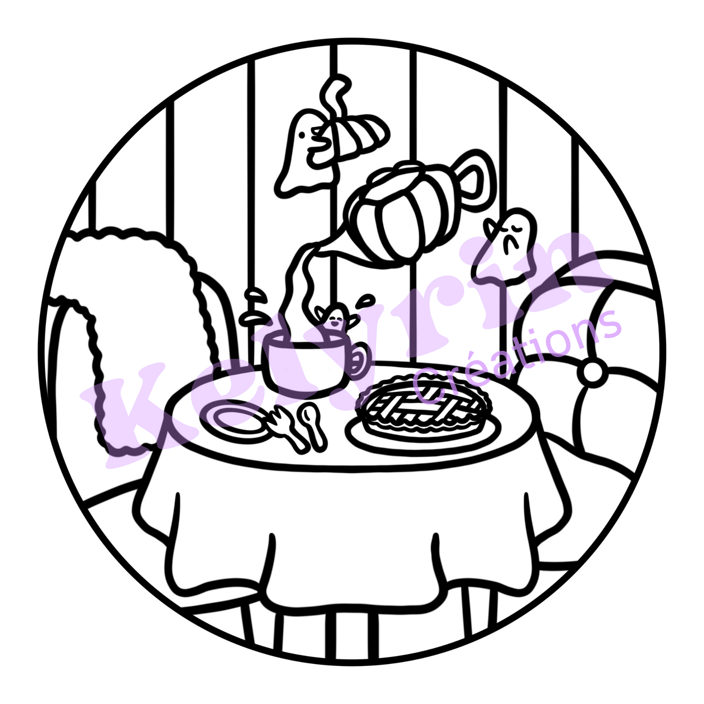 Page de coloriage - Tea-time avec les fantômes