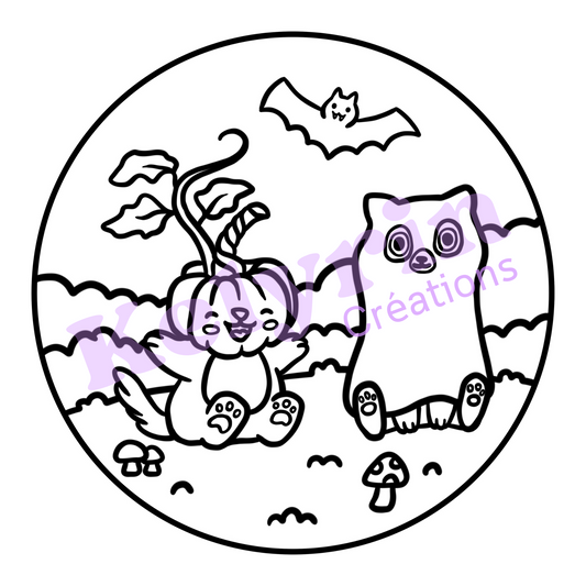 Page de coloriage - Drôle de tête d'Halloween !