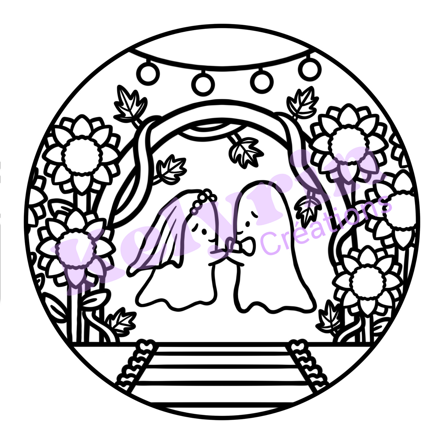 Page de coloriage - Le mariage tournesol