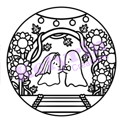 Page de coloriage - Le mariage tournesol