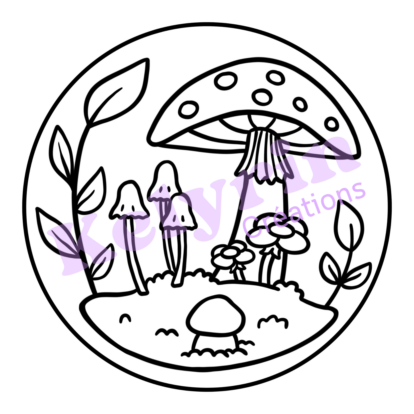 Page de coloriage - Champignons sur la motte