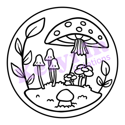 Page de coloriage - Champignons sur la motte
