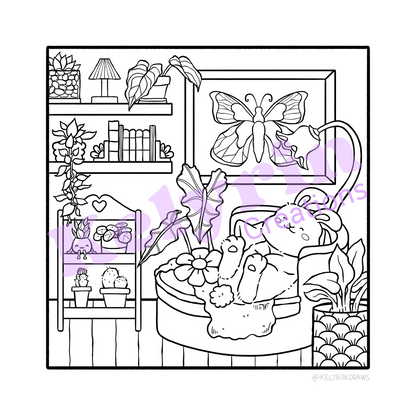 Page de coloriage - Cozy bunny