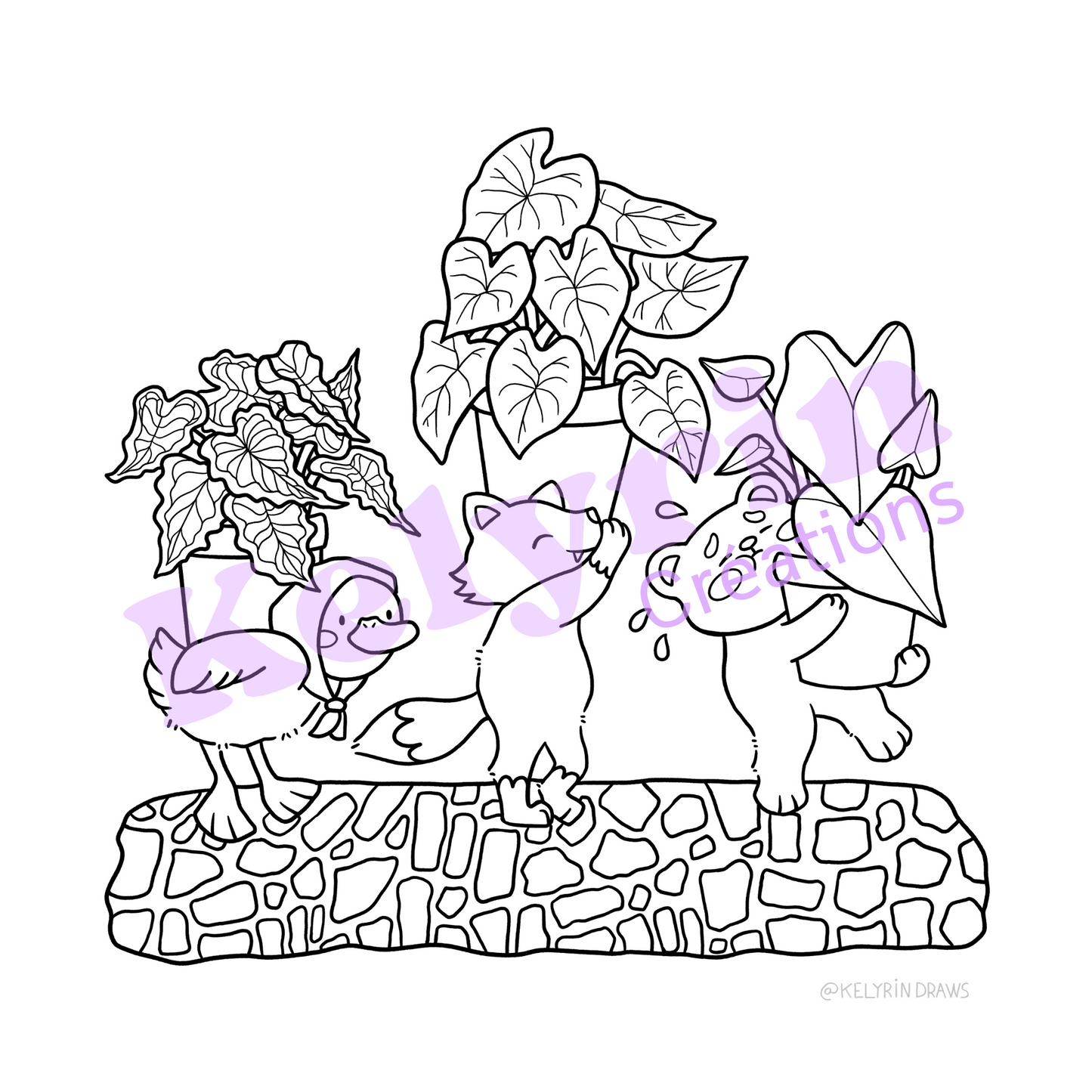 Page de coloriage - Les amis et leurs pots