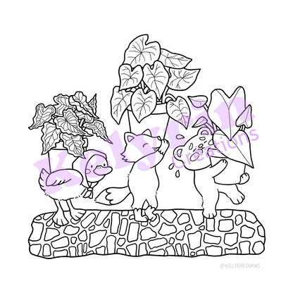 Page de coloriage - Les amis et leurs pots