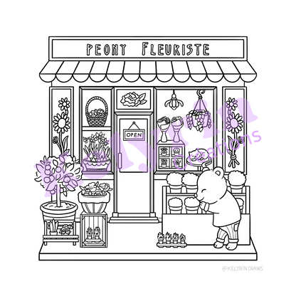 Page de coloriage - Fleuriste Peony