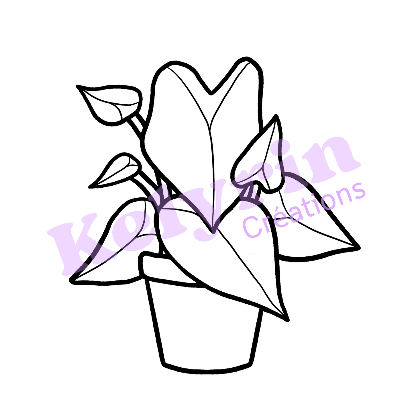 Page de coloriage - Caladium en pot 1