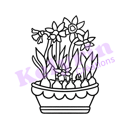 Page de coloriage - Jonquilles en panier