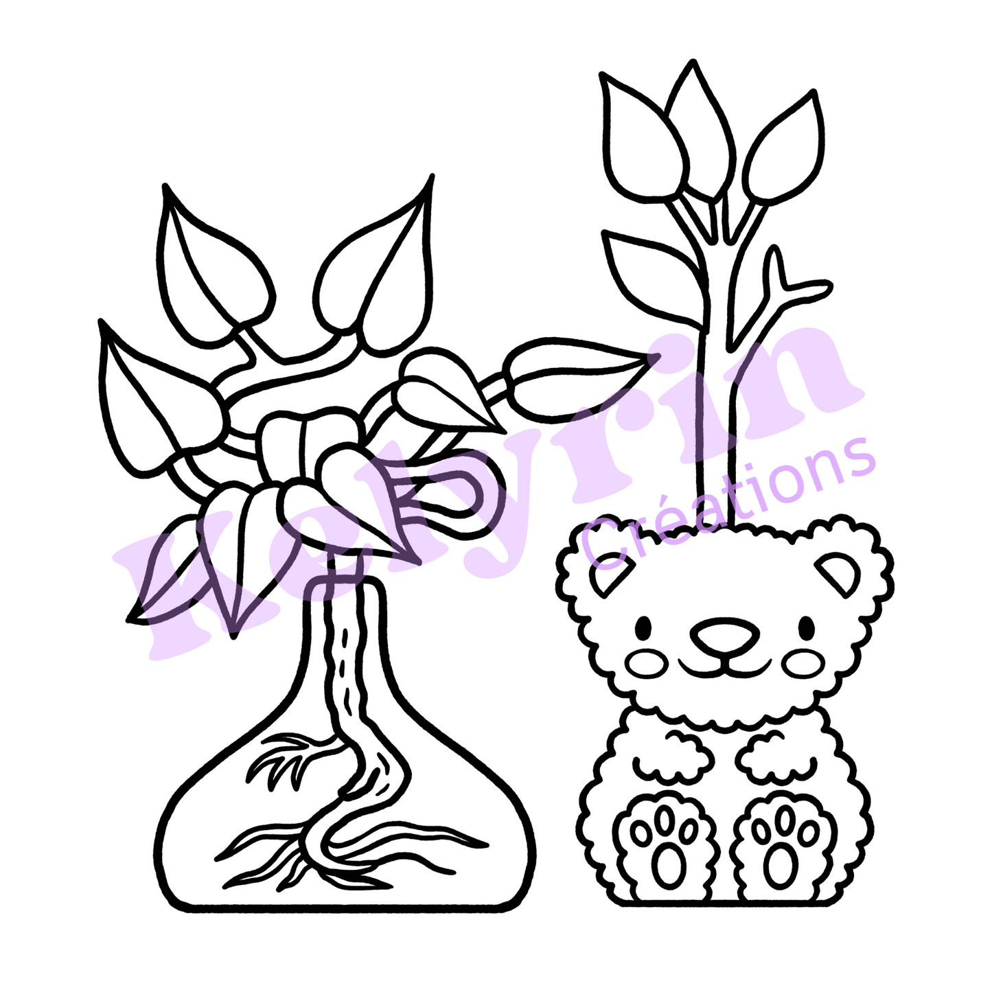 Page de coloriage - Petits pots mignons