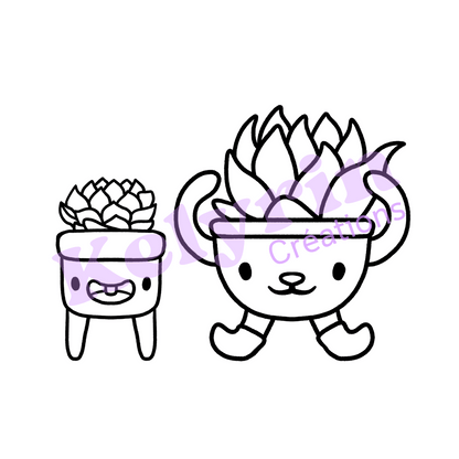 Page de coloriage - Pots de succulentes