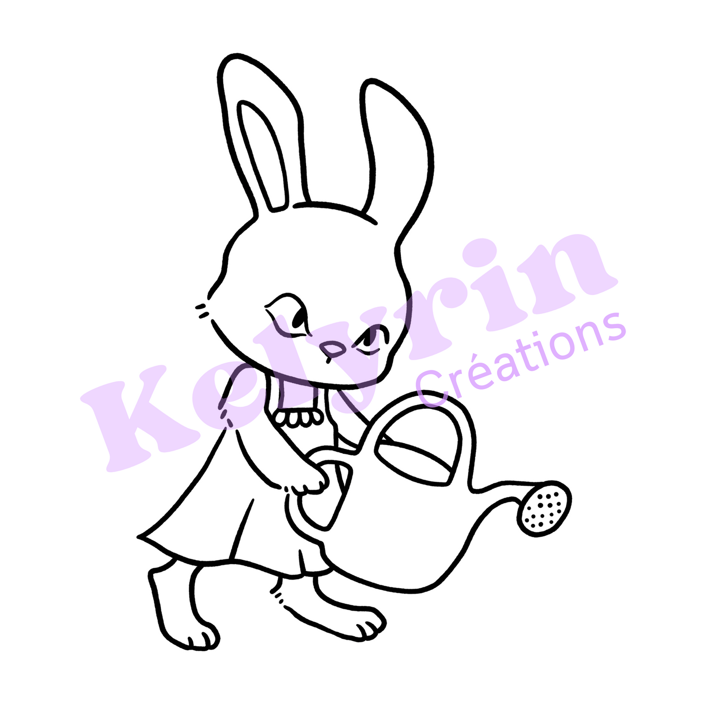 Page de coloriage - Lapin arrosoir