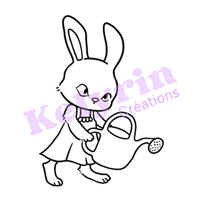 Page de coloriage - Lapin arrosoir