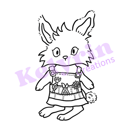 Page de coloriage - Lapin tablier jardinier