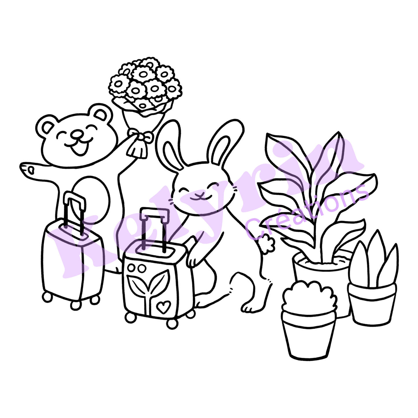 Page de coloriage - Retrouvailles à la gare