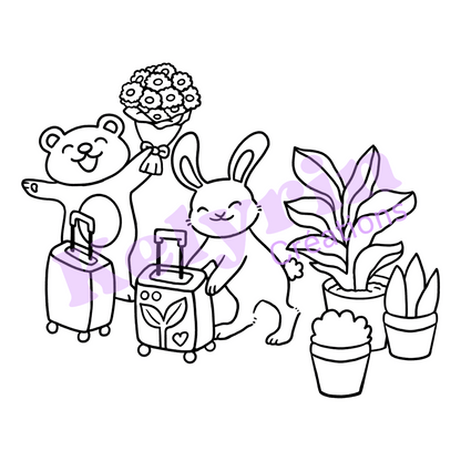 Page de coloriage - Retrouvailles à la gare