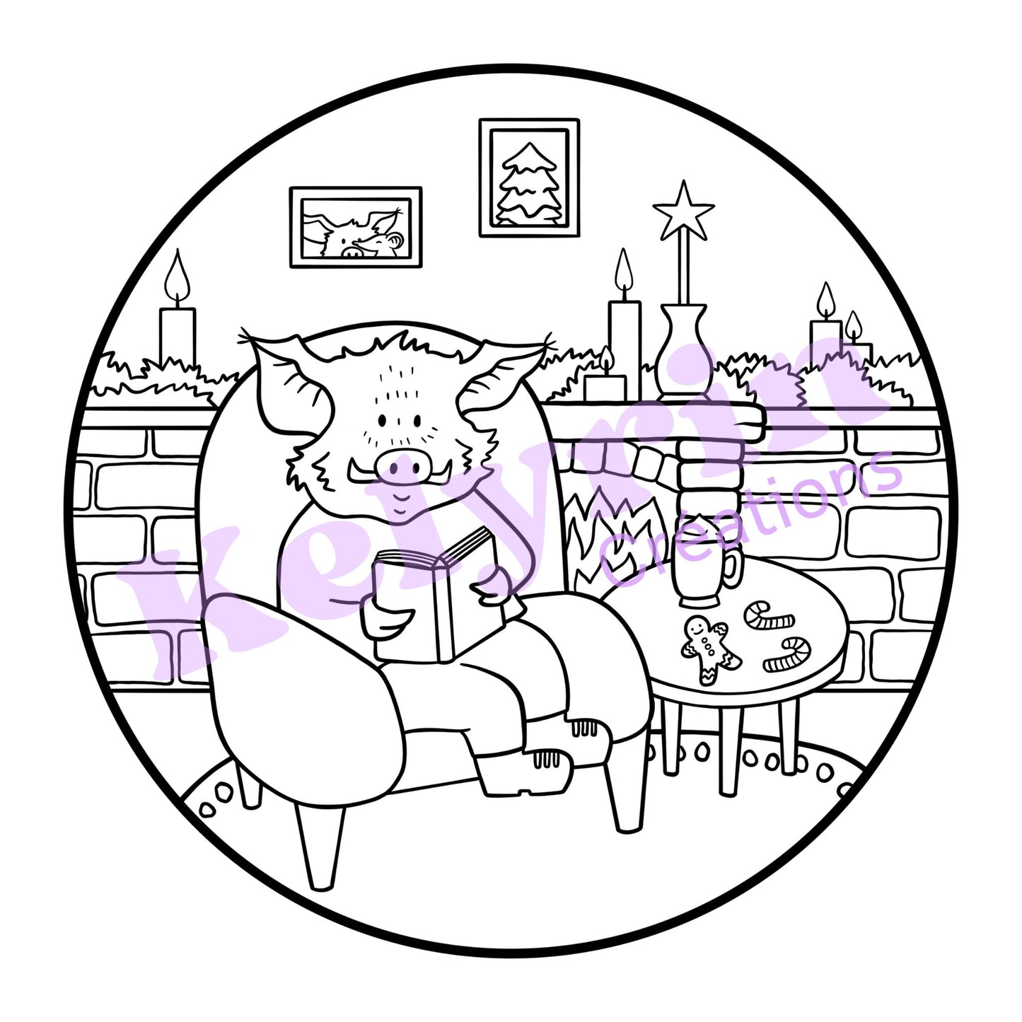 Page de coloriage - Gilbert au coin du feu