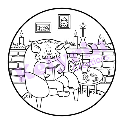 Page de coloriage - Gilbert au coin du feu