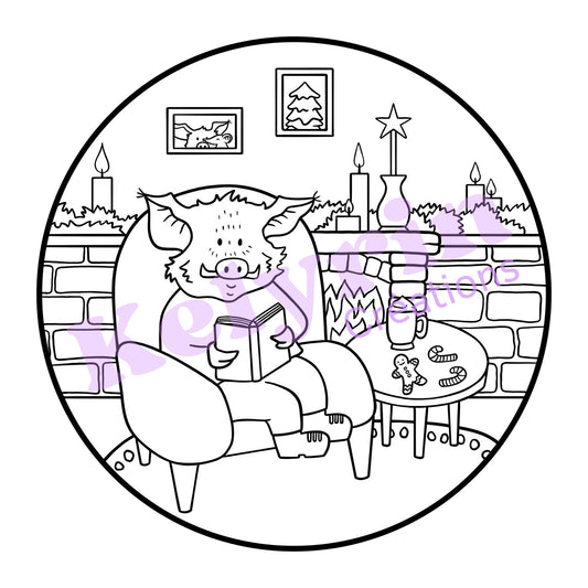 Page de coloriage - Gilbert au coin du feu