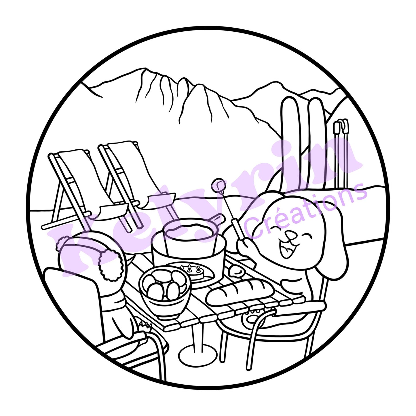 Page de coloriage - La fondue de Doudou et Roudoudou