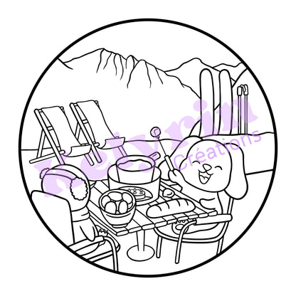 Page de coloriage - La fondue de Doudou et Roudoudou