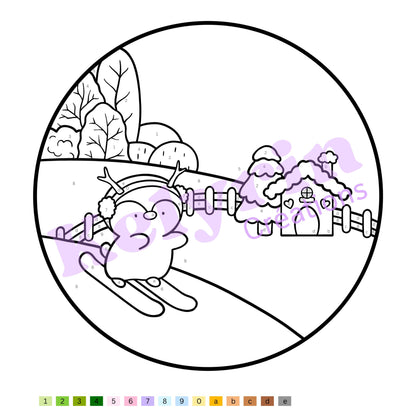 Page de coloriage - Petit pro d'la glisse (colo à chiffres)