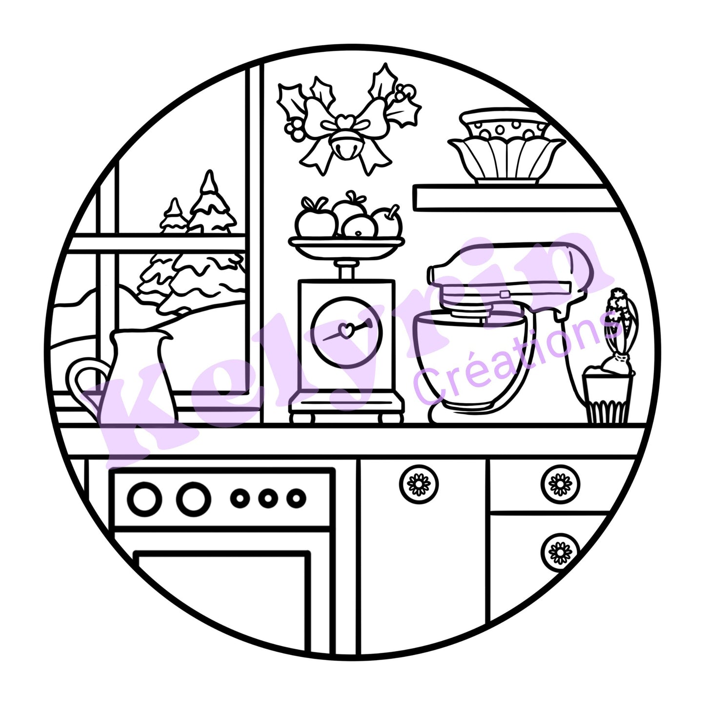 Page de coloriage - Matins d'hiver en cuisine