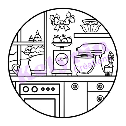 Page de coloriage - Matins d'hiver en cuisine