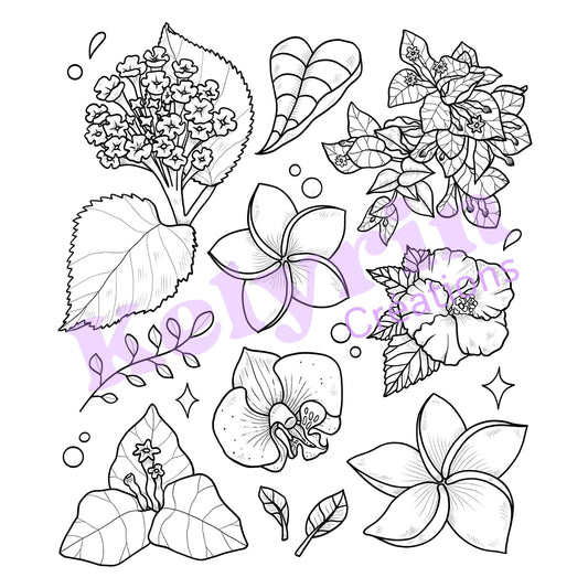 Page de coloriage - Fleurs du Vietnam