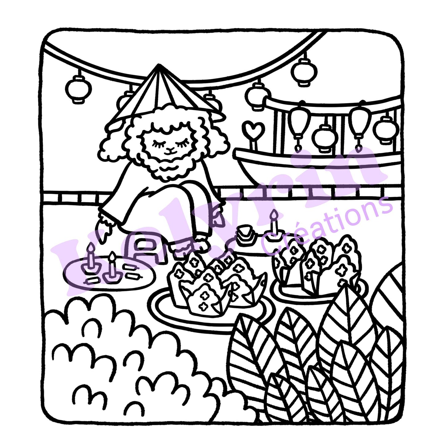 Page de coloriage - Une soirée à Hoi An